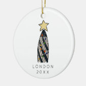 Londen Gherkin Tower Retro Kerstboom Foto Keramisch Ornament (Links)