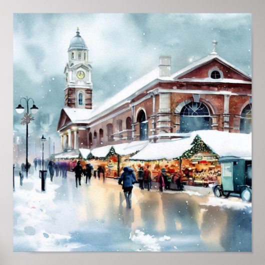 Londen-Greenwich Market in de sneeuw (B), Waterver Poster (Voorkant)
