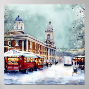 Londen-Greenwich Market in de sneeuw (C), Waterver Poster