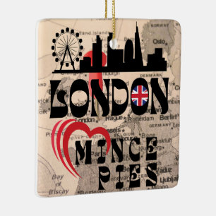 Londen houdt van Mince Pies stadsgezicht Keramisch Ornament