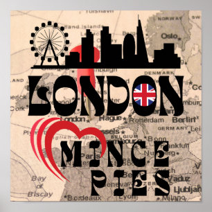 Londen houdt van Mince Pies stadsgezicht Poster