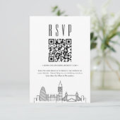Londen Huwelijk QR code RSVP Kaart (Staand voorkant)