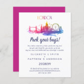 LONDEN Huwelijksuitnodiging met handgetekende skyl (Voorkant / Achterkant)