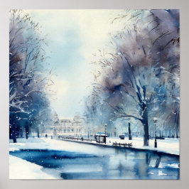 Londen-Hyde Park in de Winter (B), Waterverf Poster