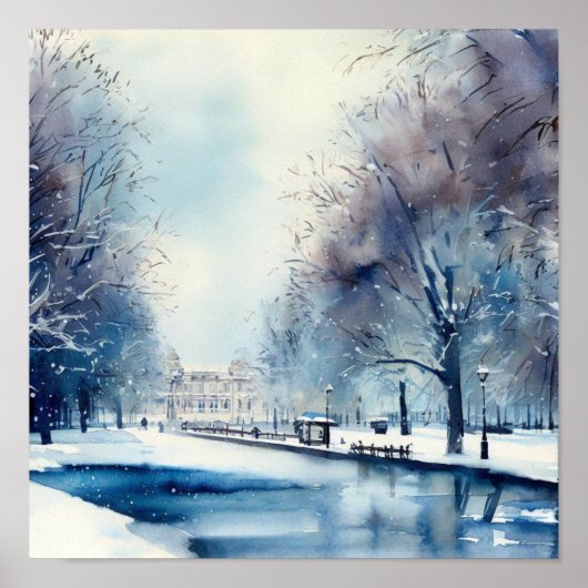 Londen-Hyde Park in de Winter (B), Waterverf Poster (Voorkant)