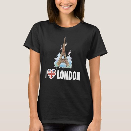 Londen - I Love London - I Heart London Funny Eiff T-shirt (Voorkant)