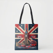 Londen iconen met Union Jack en Big Ben Tote Bag (Voorkant)