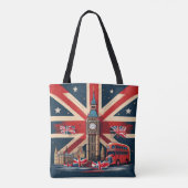 Londen iconen met Union Jack en Big Ben Tote Bag (Achterkant)