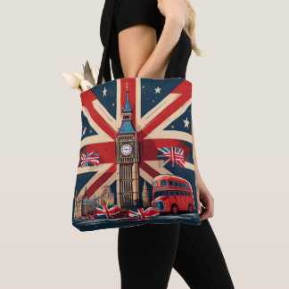 Londen iconen met Union Jack en Big Ben Tote Bag
