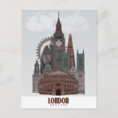 Londen in Clouds Red en Green Briefkaart (Voorkant)
