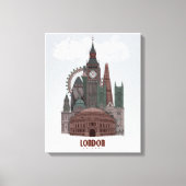 Londen in Clouds Red en Green Canvas Afdruk (Voorkant)