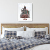 Londen in Clouds Red en Green Canvas Afdruk (Insitu (Slaapkamer))