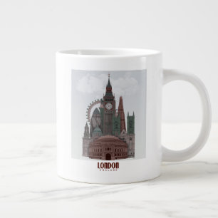 Londen in Clouds Red en Green Grote Koffiekop