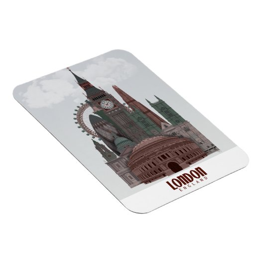 Londen in Clouds Red en Green Magneet (Rechterzijde)