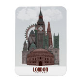 Londen in Clouds Red en Green Magneet (Verticaal)