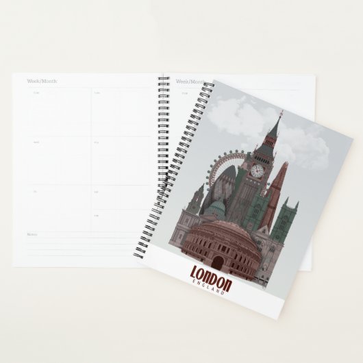 Londen in Clouds Red en Green Planner (Display)