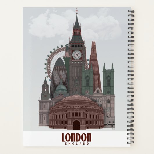 Londen in Clouds Red en Green Planner (Achterkant)