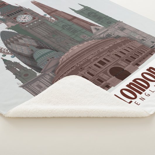 Londen in Clouds Red en Green Sherpa Deken (3/4)