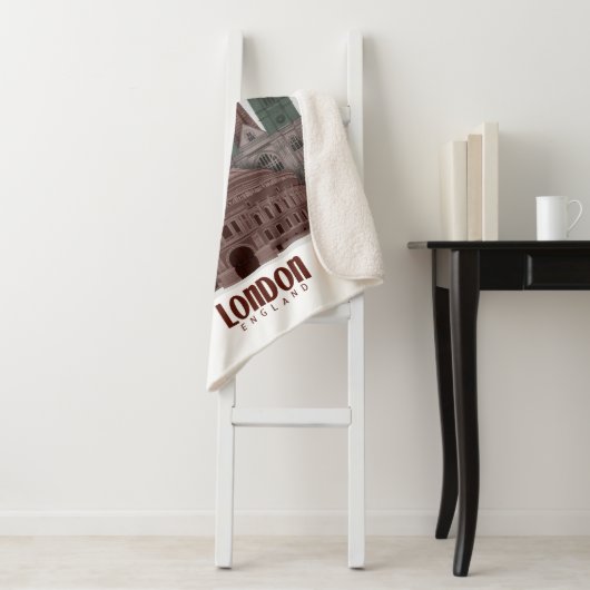 Londen in Clouds Red en Green Sherpa Deken (In situ)