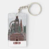 Londen in Clouds Red en Green Sleutelhanger (achterkant)