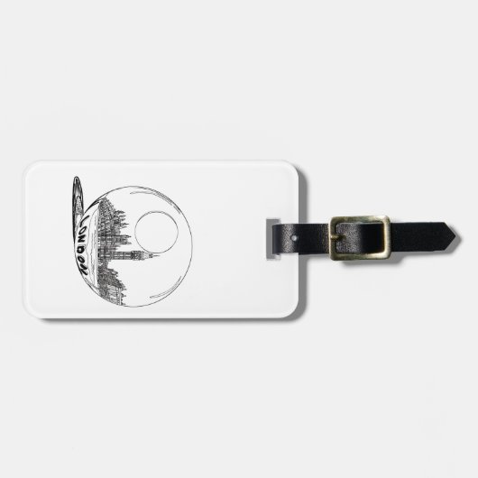 Londen in een glazen bal. bagagelabel (Voorkant horizontaal)