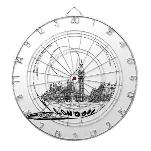 Londen in een glazen bal. dartbord (Voorkant)