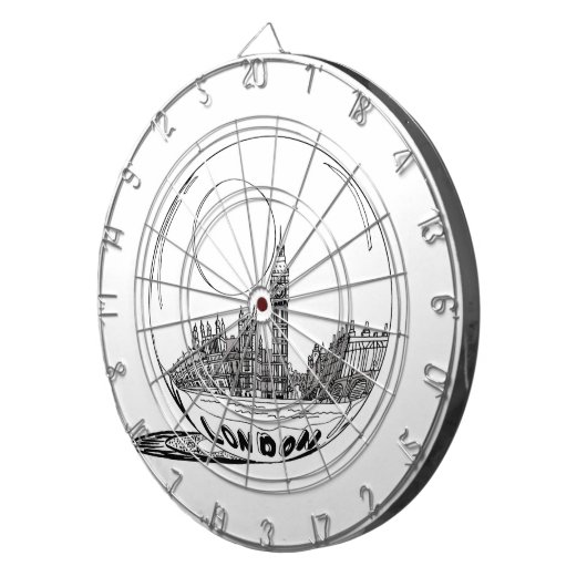 Londen in een glazen bal. dartbord (Voorkant Rechts)