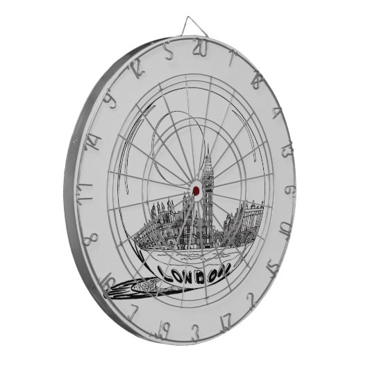 Londen in een glazen bal. dartbord (Voorkant Links)
