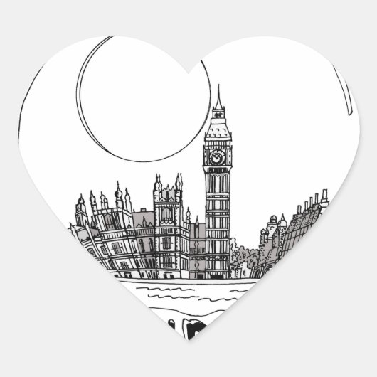 Londen in een glazen bal. hart sticker (Voorkant)