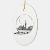 Londen in een glazen bal. keramisch ornament (Links)
