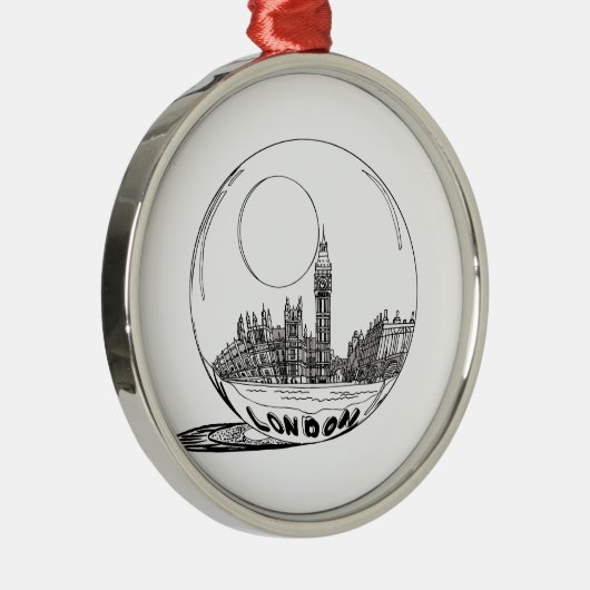 Londen in een glazen bal. metalen ornament (Rechts)