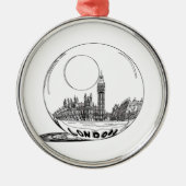 Londen in een glazen bal. metalen ornament (Voorkant)