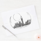 Londen in een glazen bal. ovale sticker (Envelop)