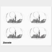 Londen in een glazen bal. ovale sticker (Vel)