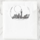 Londen in een glazen bal. ovale sticker (Tas)