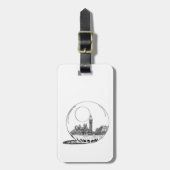 Londen in een glazen bol . bagagelabel (Voorkant verticaal)