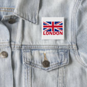 Londen in Red Vierkante Button 5,1 Cm (In situ)