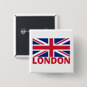 Londen in Red Vierkante Button 5,1 Cm (Voorkant /achterkant)