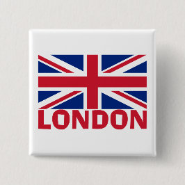 Londen in Red Vierkante Button 5,1 Cm