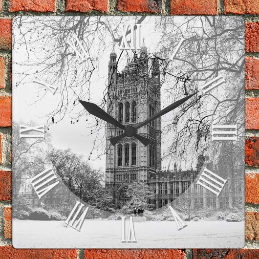 Londen in Winter, Westminster Palace, Parlement Vierkante Klok