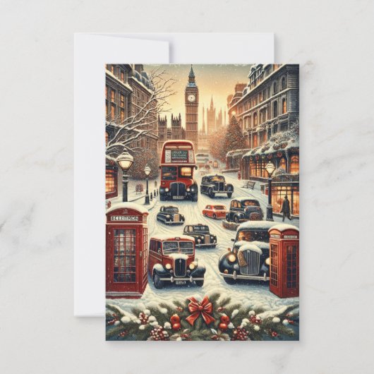 Londen Kerst Elegantie Bedankkaart (Voorkant)