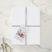Londen Kerst Watercolor Stadsscene Cadeaulabel (Met Touw)