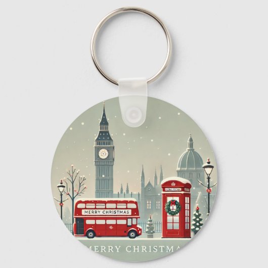 Londen Kerstmis | Big Ben & Feestelijk Londen Sleutelhanger (Voorkant)