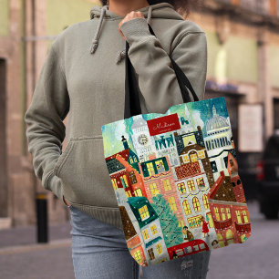 Londen kerststad tote bag