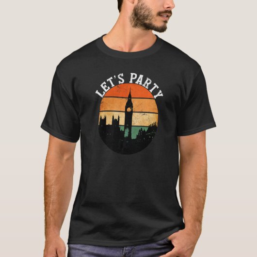 Londen klok Parlement Vintage T-shirt (Voorkant)