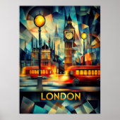 Londen kubistische nacht - moderne geometrische st poster (Voorkant)