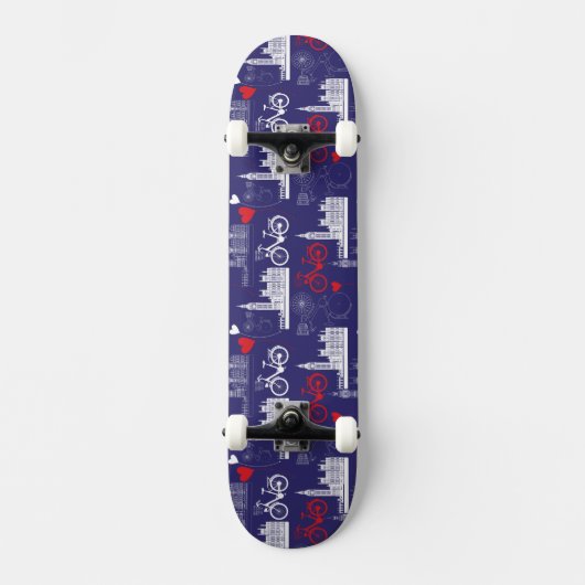 Londen Landmarks Patroon Skateboard (Voorkant)
