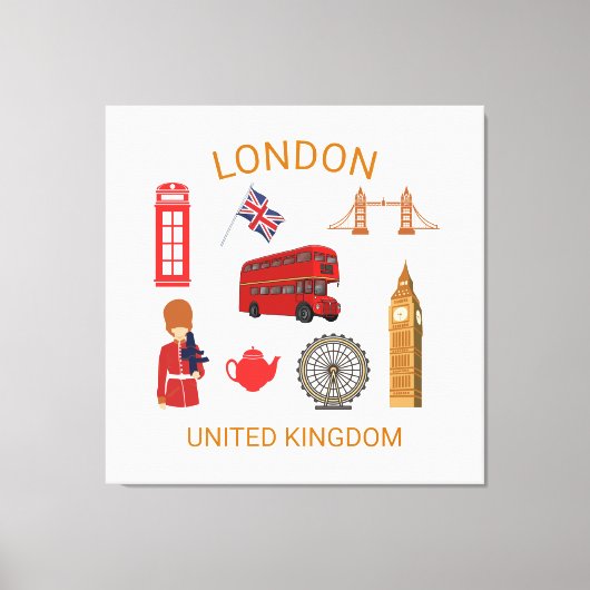 Londen Landmarks Travel-Thema Print (Voorkant)