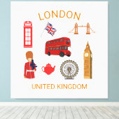 Londen Landmarks Travel-Thema Print (Insitu (Houten vloer))