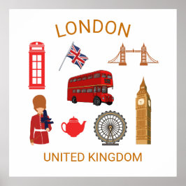 Londen Landmarks Travel-Thema Print